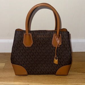 Michael Kors Dark Brown and Tan Satchel